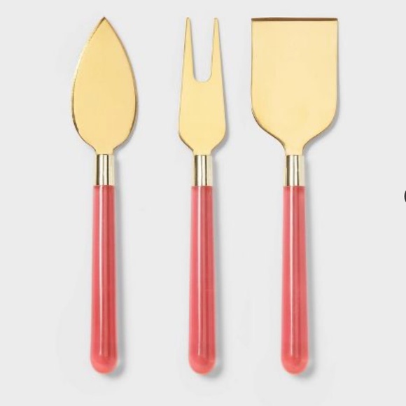 Threshold Target Brand 3 Pack Gold and Pink Cheese Tools: Fork, 2 Knives - Picture 7 of 11